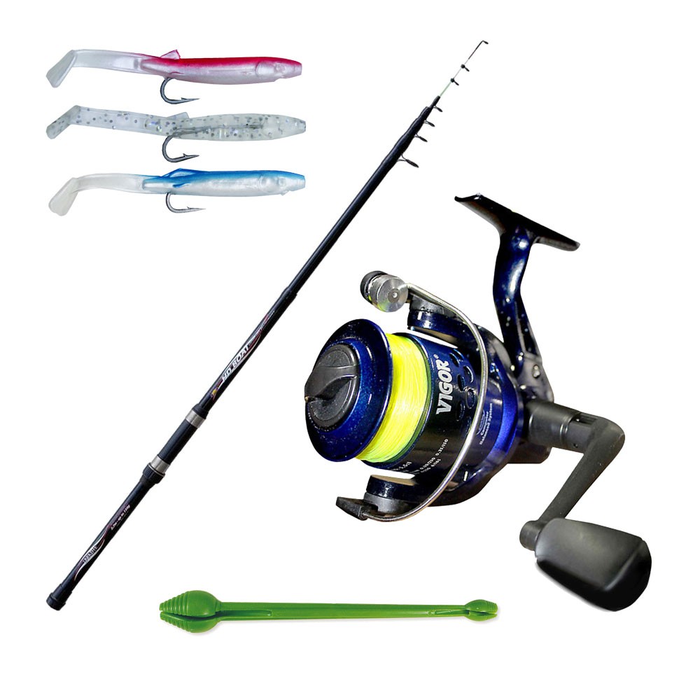 Καλάμι HD BOAT 1.50 + Μηχανισμός VIGOR SL40 FD + Πετονιά + Σιλικονούχα χελάκια + Απαγκιστρωτής image