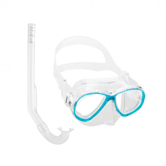 Μάσκα σιλικόνης CRESSI PERLA JUNIOR + Αναπνευστήρας MINIGRINGO Clear/Frame Aquamarine  main image