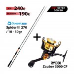 Combo spinning OCEANIC SPIDER III 2.70mt 10-50gr + RYOBI ZAUBER 3000 CF image - 0