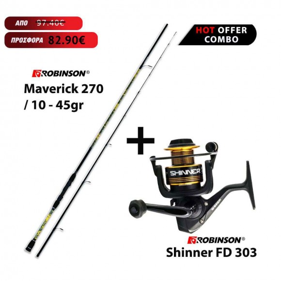 Combo spinning ROBINSON MAVERICK ZANDER SPIN 2.70mt 10-45gr + ROBINSON SHINNER FD 303 main image