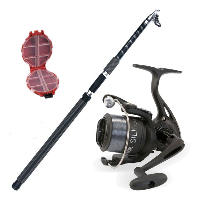 Καλάμι VIGOR HARDCORE 100-200gr 2.40 + μηχανισμός VIGOR SILK EVOLUTION 40 + Πετονιά + Κουτί αποθήκευσης main image