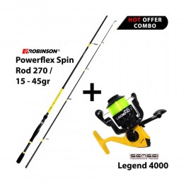 Καλάμι ROBINSON POWERFLEX SPIN 2.70mt 15-45gr + Μηχανισμός SENSEI LEGEND 4000 + Πετονιά image