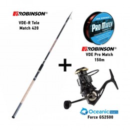 Καλάμι ROBINSON VDE-R TELE MATCH 420 + Μηχανισμός OCEANIC FORCE GS2500 + Πετονιά ROBINSON PRO MATCH 150m image