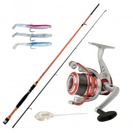 Καλάμι SH1400 2.40m 10-35gr + μηχανισμός VIGOR BOOST FD 300 + Πετονιά + Μπομπάρδα + Χελάκια image