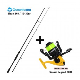 Καλάμι OCEANIC BLAZE SPIN 80M 2.40m 10-30gr + Μηχανισμός SENSEI LEGEND 3000 + Πετονιά image