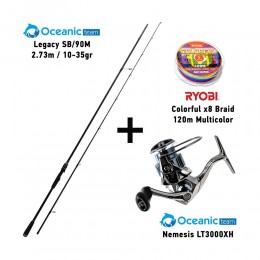 Καλάμι OCEANIC LEGACY SB/90M 2.73m 10-35gr + Μηχανισμός Nemesis LT3000XH + Νήμα Ryobi Colorful x8 image