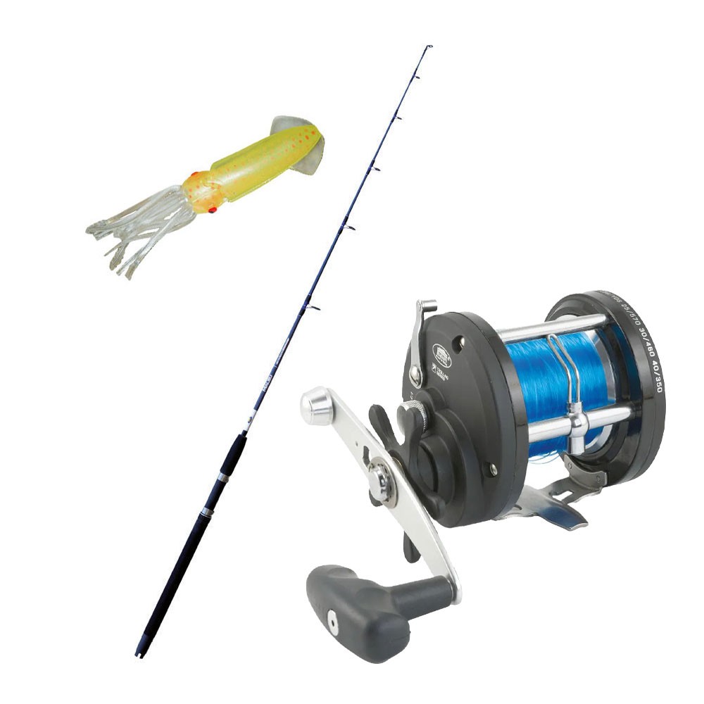 Καλάμι MALIBU 15-30 lbs + Μηχανισμός JD TROLLING EVOLUTION 300 + Πετονιά + Τεχνητό image