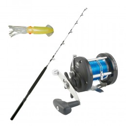 Καλάμι MIAMI 1.65mt 30-50lbs + Μηχανισμός JD TROLLING EVOLUTION 500 + Πετονιά + Τεχνητό  image