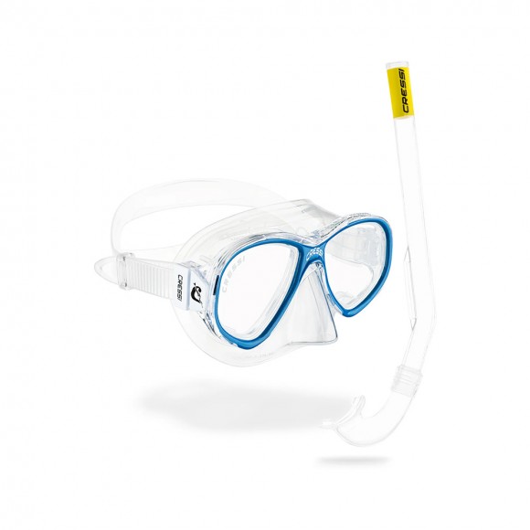 Μάσκα CRESSI PERLA JUNIOR + Αναπνευστήρας ISLAND Clear Frame Blue main image